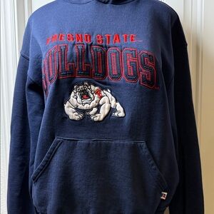 Classic Fresno State Bulldogs hoodie,big tackle-twill+embroidered mascot, large